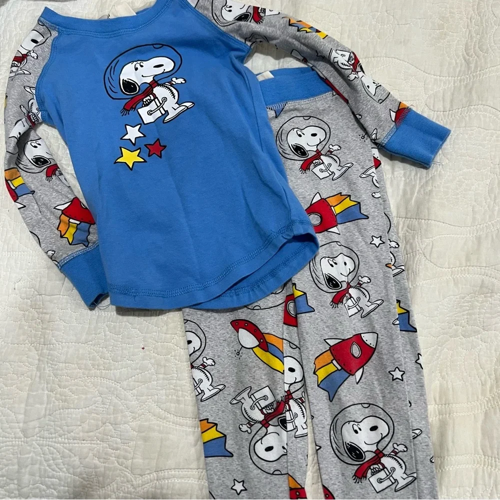 Munki Munki X Peanuts Tight Long Sleeve Raglan Tee and Pant Pajama Set Size 3